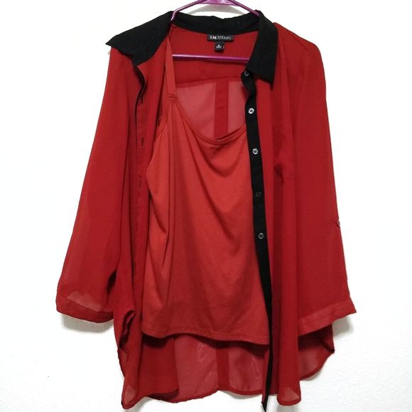 I.N. Studio button down blouse with tank - Picture 3 of 8